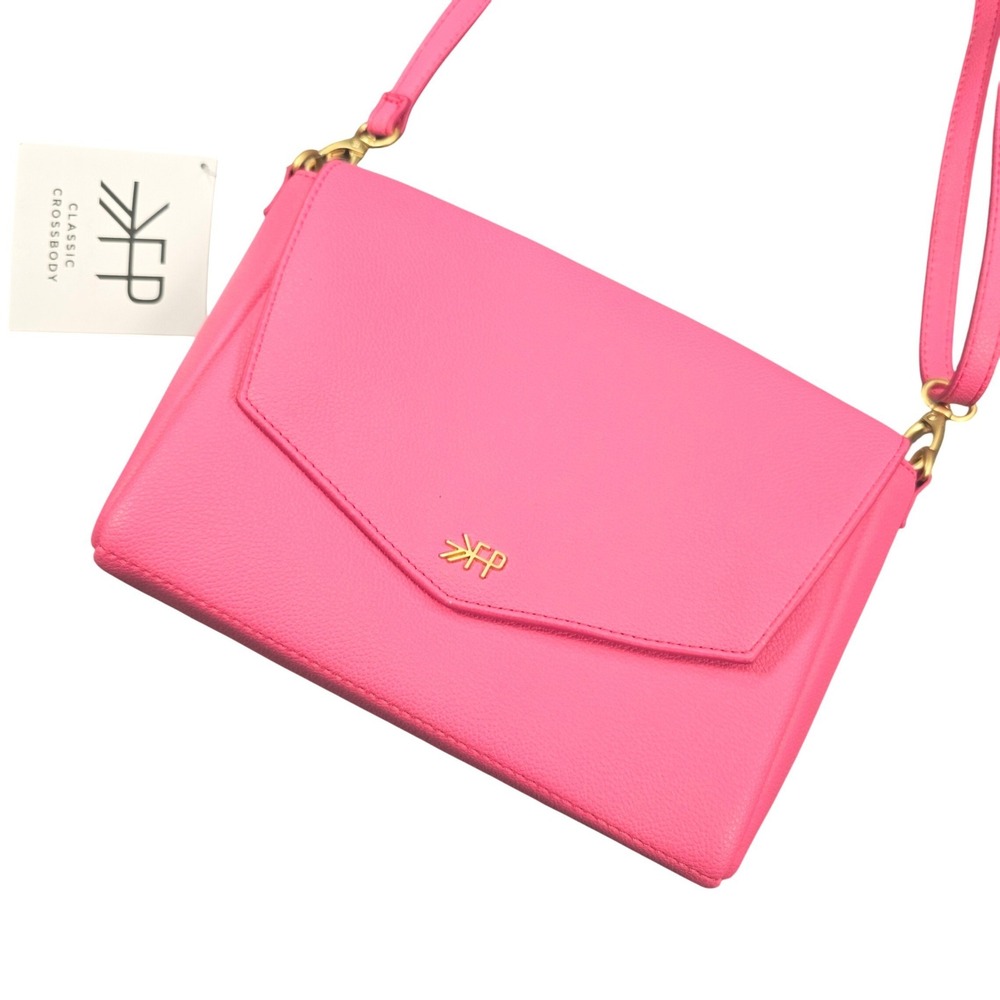 Freshly Picked Classic Crossbody Pink Pebbled Vegan Leather Gold Hardware NWT